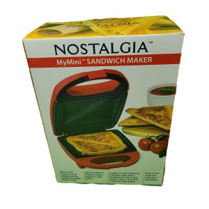 Nostalgia-My Mini Red Non-Stick Compact Sandwich Maker-Grilled Cheese-Omelets