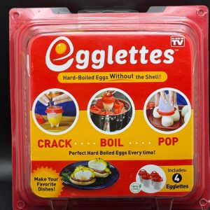 NEW Egglettes Egg Cooker – Hard Boiled Eggs without the Shell 4 Egg Cups NEW