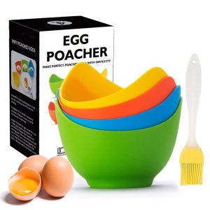 Egg Poacher – KRGMNHR Poached Egg Cooker with Ring Standers Silicone Egg Poac…