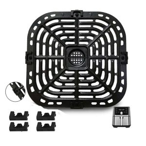 Black Stainless Steel Air Fryer Pan for Instants Vortex Plus 6QT Upgraded Square