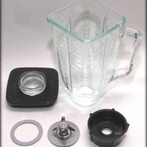 5 Cup Square Top 6 Piece Complete Glass Jar Replacement Set, Fits Oster Blender