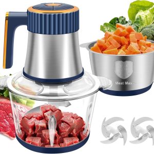 Food Processor, Meat Grinder Electric Food Chopper with 2 Bowls (8 Cup+8 Cup), 3