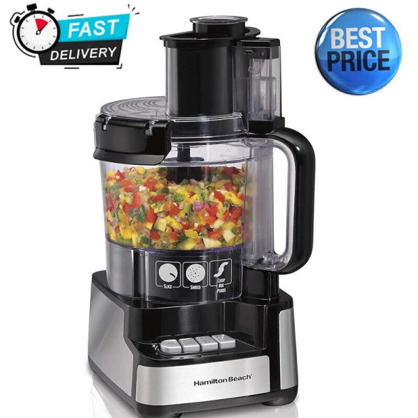 2-Speed 450 W Food Processor &Vegetable Chopper BPA Free Stainless Steel Blades