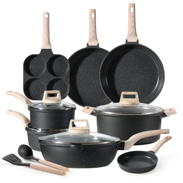 Nonstick Pots and Pans Set – Induction Compatible 14 Pieces Classic Black