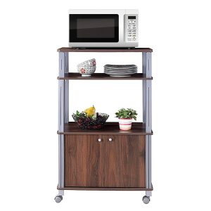 3-Tier Trolley Microwave Oven Stand W/ Rolling Cart Kitchen House Use  Walnut