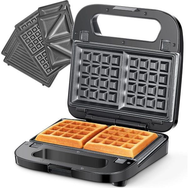 Reemix 219 3-in-1 Waffle, Grill & Sandwich Maker with Removable Non-Stick