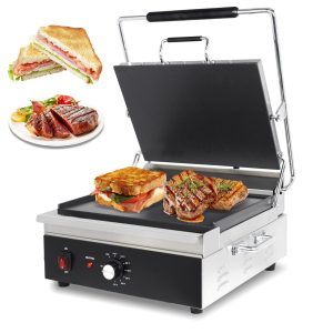 CMI Commercial Panini Press Grill 6 Slices Sandwich Maker Griddler Plate 15″X11