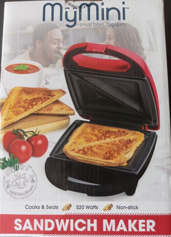 📫Nostalgia My Mini Sandwich Maker Red Brand New In Box. Lot#85