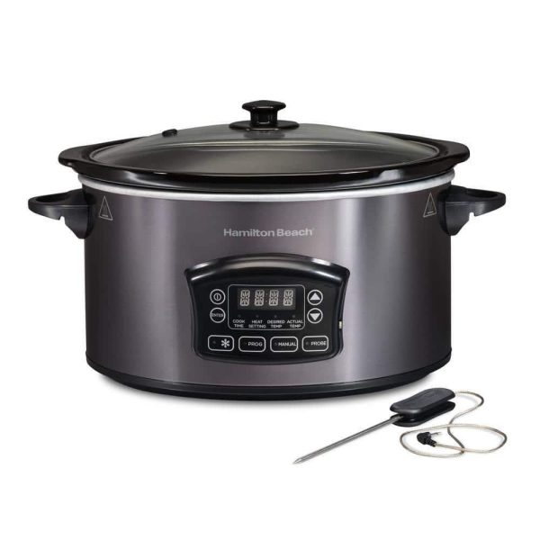 Hamilton Beach Slow Cookers Programmable Slow Cooker+Defrost+Temperature Probe