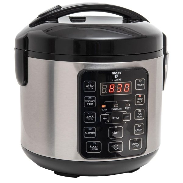 – Small Digital Electric Rice Cooker 4-8 Cups 10 Preset Settings Brown and Wh…