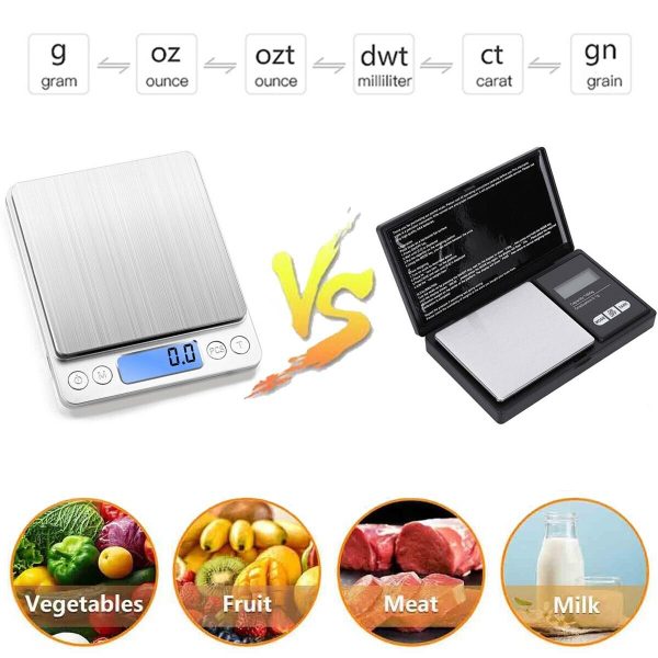 Food Scale, 1-3KG Digital Kitchen Scales, Ounces & Grams for Cooking and Baking