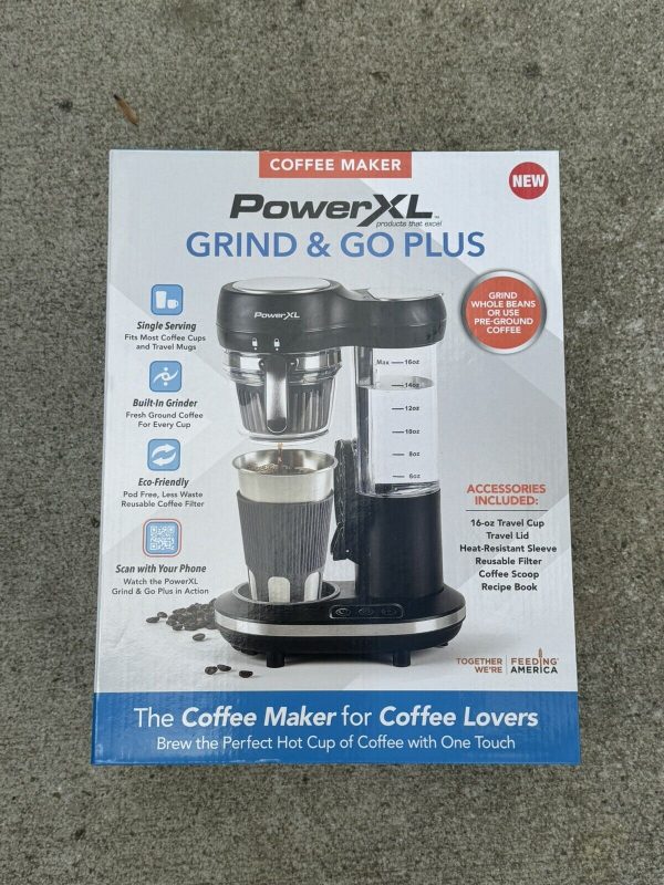 Grind and Go Plus Coffee Maker, Automatic Single-Serve Coffee Machine with 16-Oz