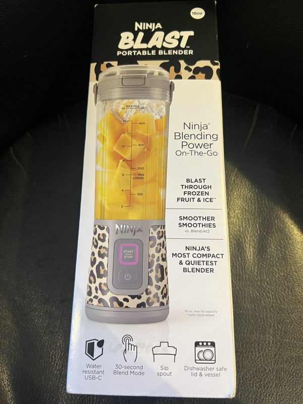 Ninja Blast Personal Portable Blender 18oz. Cheetah Print 🔥NEW🔥