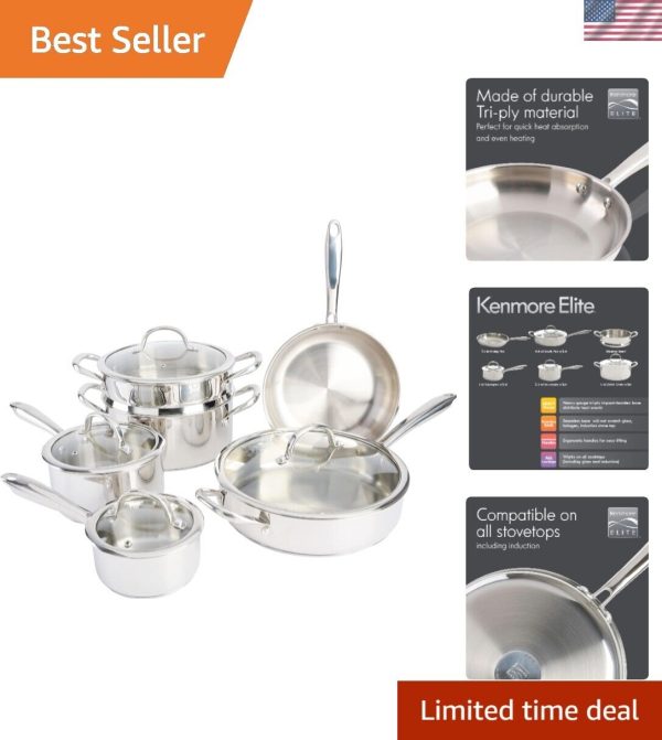 Premium 10-Piece Stainless Steel Cookware Set – Induction Ready & Durabl.