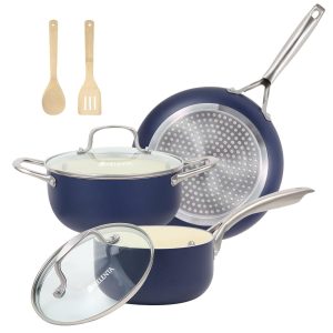 Pots and Pans Set, 7 Piece Nonstick Ceramic Cookware Set, Induction Kitchen C…