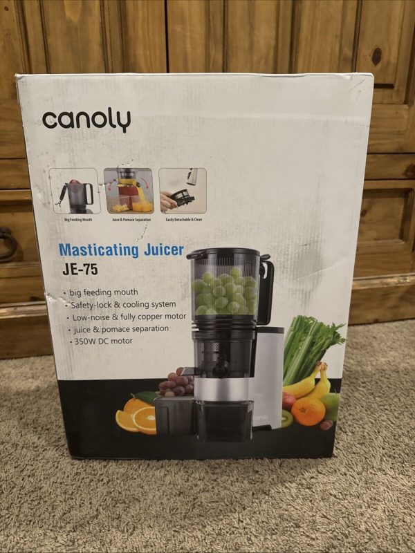 Canoly Cold Press Masticating Juicer JE-75 Extra Large 5.4″ Feed 350W Easy Clean