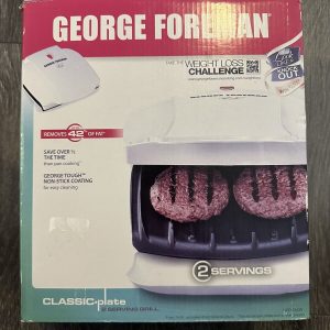 George Foreman GR0036W Champ Grill White Classic Plate 2 Serving Grill