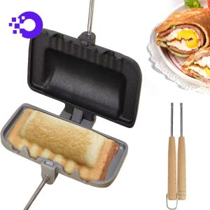 Hot Sandwich Maker Double Sided Dog Toaster Nonstick Black and Silver NEW