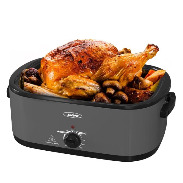 Sunvivi Electric Roaster,24 Quart Roasting Oven with Self-Basting Lid Removab…