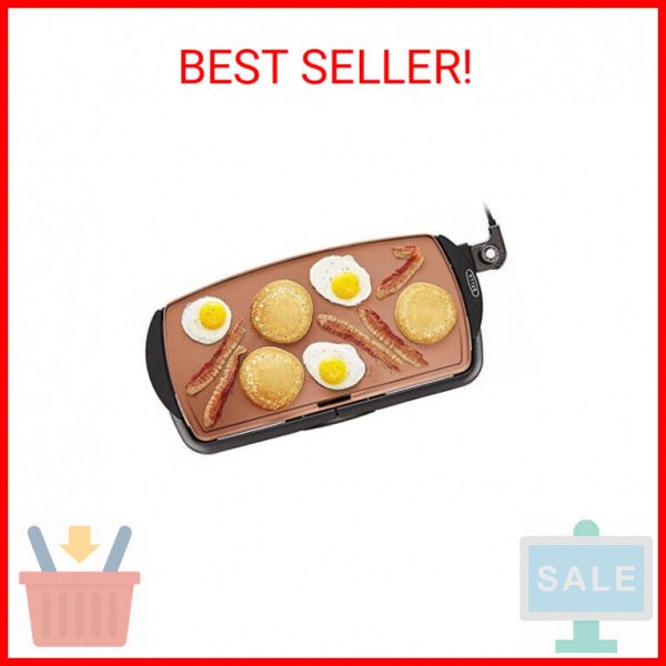 BELLA Electric Ceramic Titanium Griddle, Make 10 Eggs At Once, Healthy-Eco Non-s