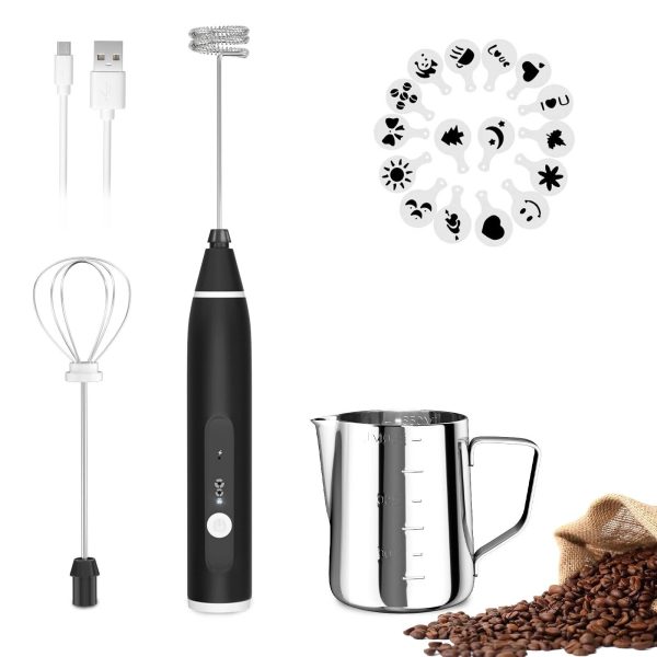 Milk Frother Handheld Rechargeable Electric Foam Maker Drink Mixer 3 Speeds w…