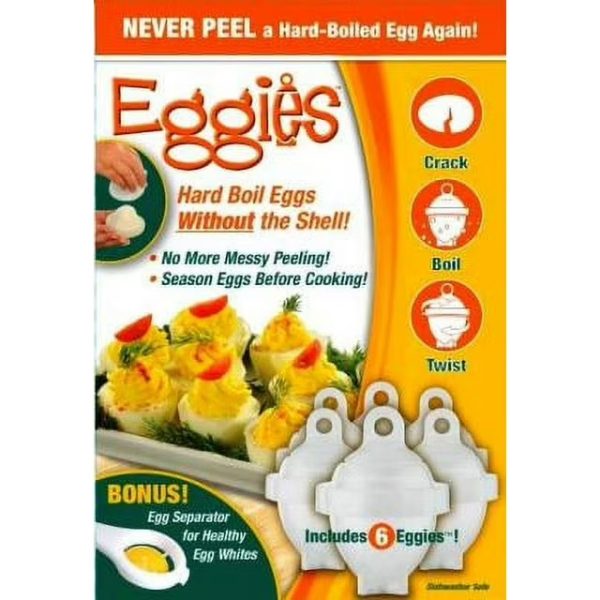 Eggies 6 Pack Egg Cooker  Hard Boiled Eggs without the Shell Bonus Egg Separator