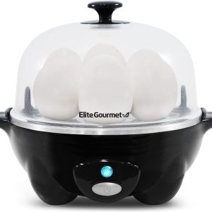 Elite Gourmet EGC-007B# Rapid Egg Cooker, 7 Easy-To-Peel, Hard, Medium, Black