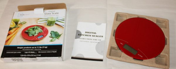 Mainstays Digital Glass Scale Produce Kitchen Scale Red MS87-020-100-02