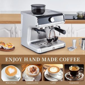 20Bar Professional Barista Coffee Machine,Water Tank 2.8L,Silver Electroplating