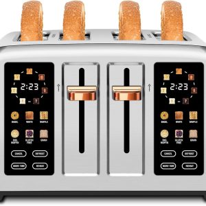 4 Slice Stainless Steel Toaster Touch Screen Digital Timer 6 Bread Type 7 Shade