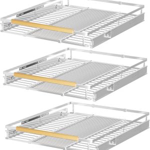 Pull Out Cabinet Drawer Organizer Expendable Sliding Shelf Stainless Steel Stora