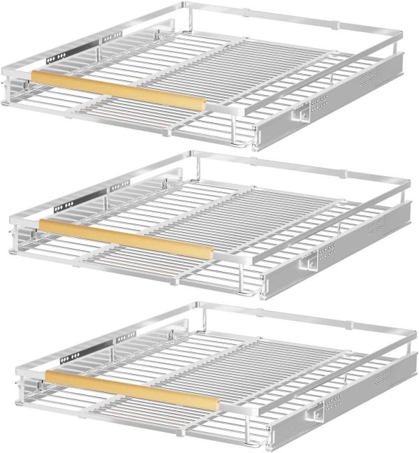 Pull Out Cabinet Drawer Organizer Expendable Sliding Shelf Stainless Steel Stora