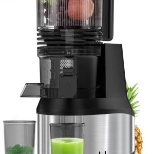 Masticating Juicer Machines, 350W Slow Cold Press Juicer with 6.2″ Feeding Ch…