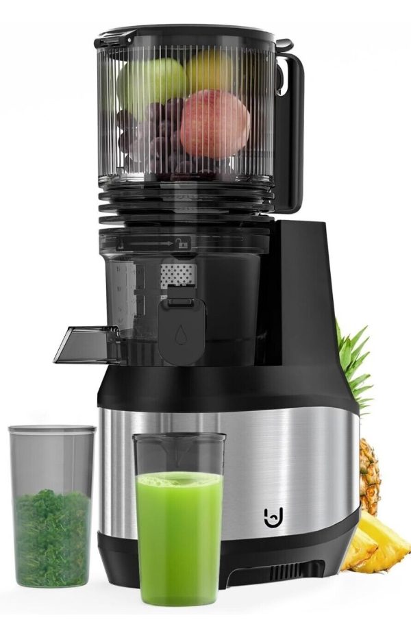 Masticating Juicer Machines, 350W Slow Cold Press Juicer with 6.2″ Feeding Ch…