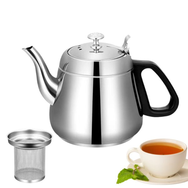 1.5L Stainless Steel Teapot Tea Kettle Coffee Pot With Tea Strainer