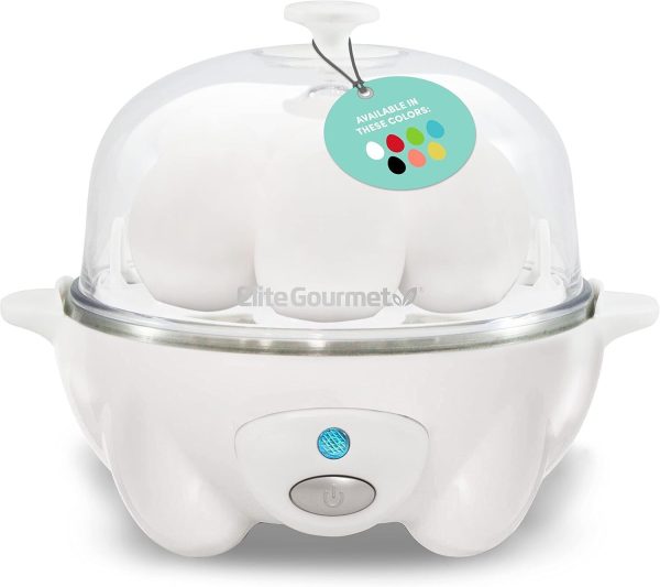 Elite Gourmet EGC-007## Rapid Egg Cooker, 7 Easy-To-Peel, Hard, 7 Egg, White