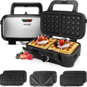 Waffle Makers, 3-in-1 Iron Panini Press Sandwich Maker with BLACK