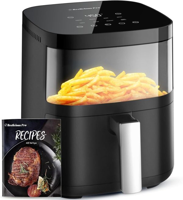 Air Fryer Beelicious 8-in-1 Smart Compact 4QT Air Fryers Digital Airfryer Black