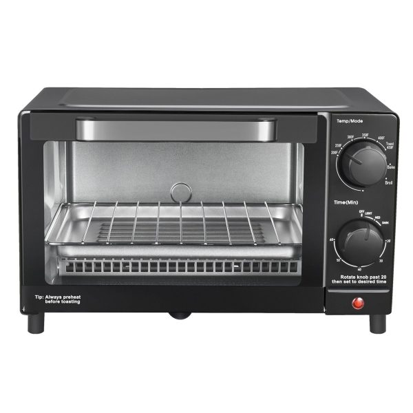 Mainstays 4 Slice Toaster Oven with 3 Settings, includes Baking Rack and Pan, Bl