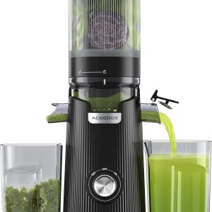 ACOQOOS Juicer Machines, Cold Press Juicer Whole Fruit and Vegetable with 5.3″ 2