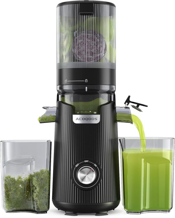 ACOQOOS Juicer Machines, Cold Press Juicer Whole Fruit and Vegetable with 5.3″ 2