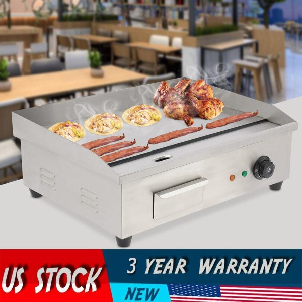 3000W 22″ Commercial Electric Countertop Griddle Flat Top Grill Hot Plate BBQ