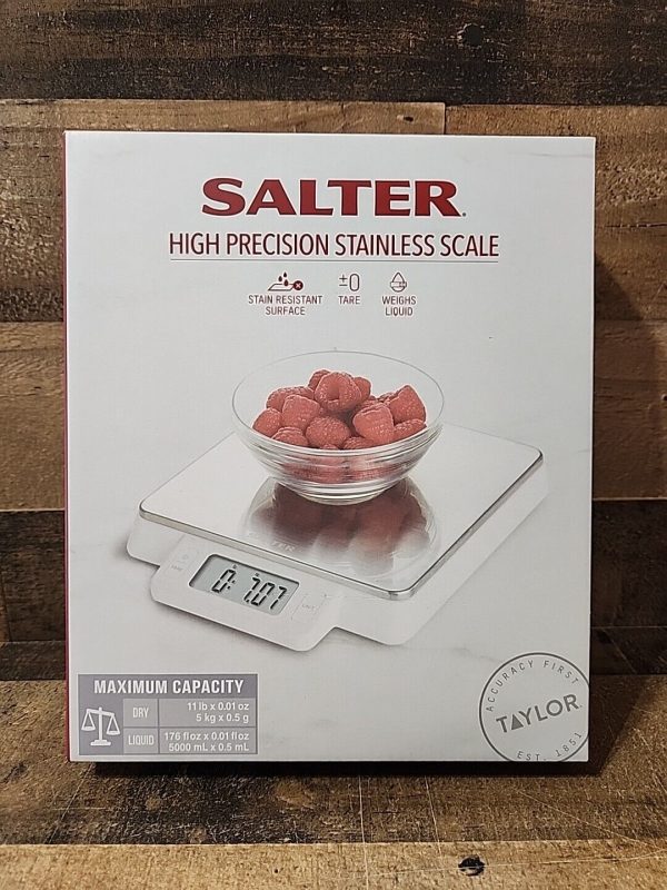 Salter 1078SS White Digital Kitchen Scale with Stainless Steel Platform (New)