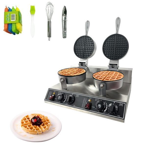 Commercial Waffle Maker Machine Double Head Nonstick Waffle Maker 2400W