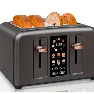 Toaster 4 Slice Stainless Toaster LCD Display Touch Buttons, 6 Bread Selection