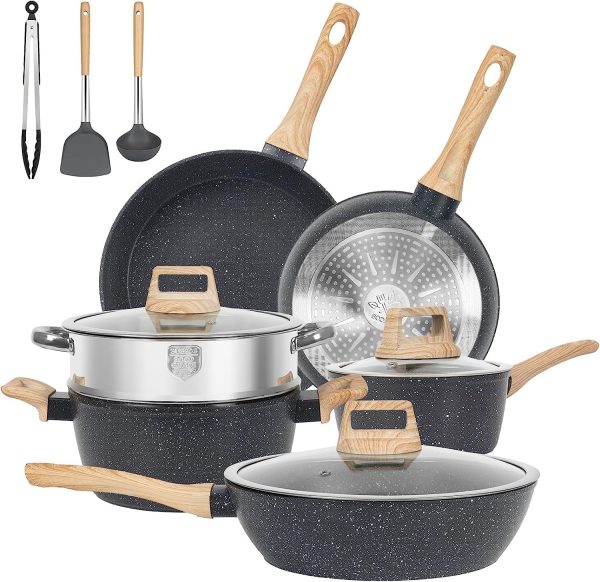 12 Pcs Pots and Pans Set Non Stick Kitchen Cookware Sets Nonstick Induction Cook