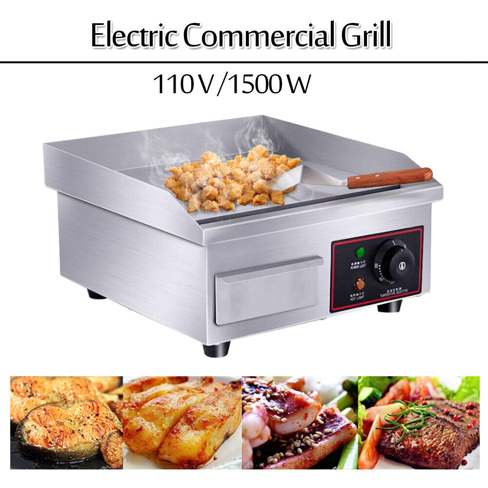 14″ Stainless Steel Electric Countertop Griddle Flat Top Restaurant Grills BBQ