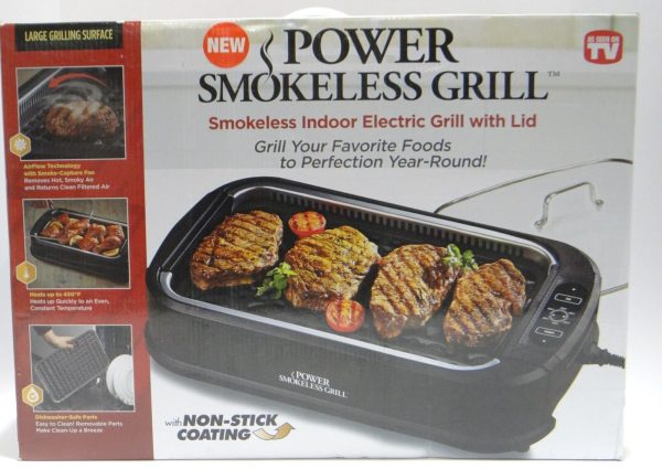 1500 Watt Power Smokeless Indoor Electric Grill With Lid Never Used In Box