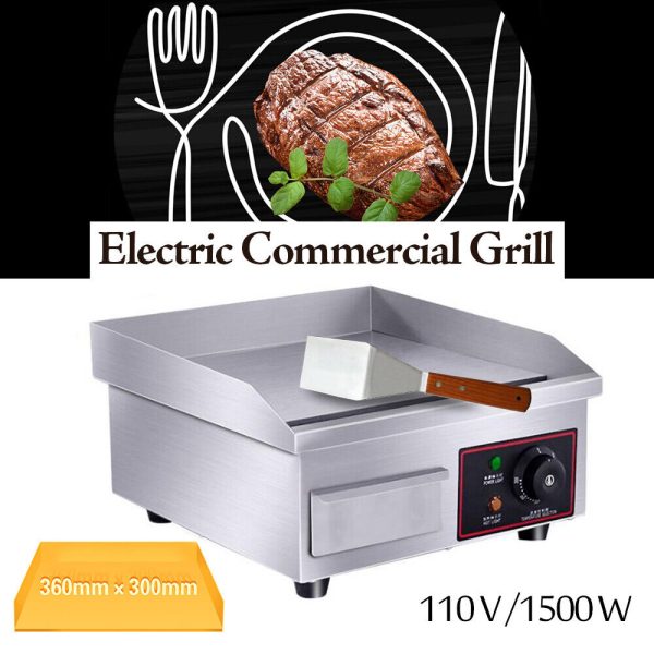 Electric Griddle Flat Top Grill 1500W 14″ Hot Plate BBQ Countertop Commercial US