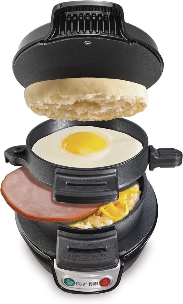 Hamilton Beach Breakfast Sandwich Maker Egg Cooker Ring Customize Black (25477)